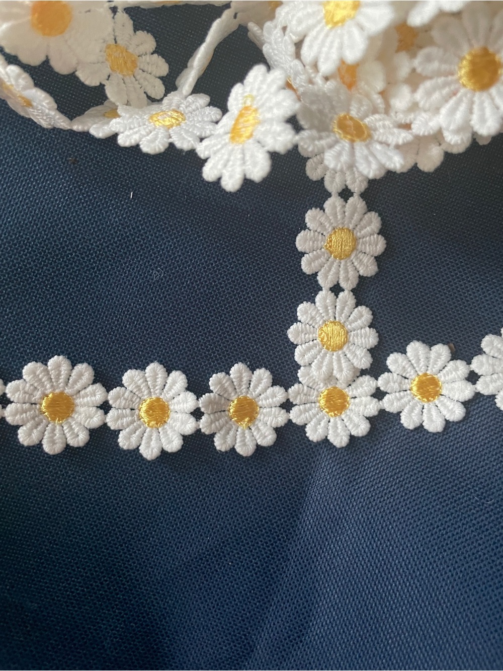 2 yards Sorel White Daisy Trim with Yellow Centers lace